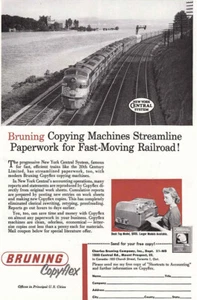 1958 Bruning Copyflex: Fast-Moving Railroad, New York Vintage Print Ad - Bild 1 von 1