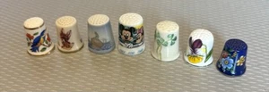 Vintage Fine Porcelain Thimble Lot 7 Mermaid Beleek Portmeirion Aynsley - Picture 1 of 20