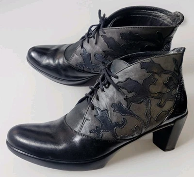 Botines Naot Baccio Botines Cuero Negro y Gris Adornado Victoriano 40 9 Foto 1 de 4