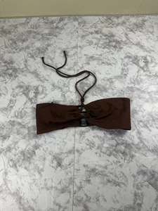 Sunday Best Brown Ruched Tie-Front Cropped Tube Top Sleeveless Women’s  Size S - Picture 1 of 5