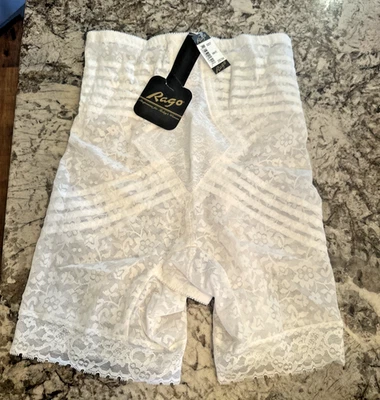 Rago Women's 6207 Lacette Extra Firm No Roll High Waist Leg Shaper (White 2X/34) - Image 1 of 4