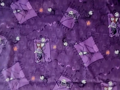 Disney Nightmare Before Christmas Jack & Sally Purple  Fabric 2016 1 Yards & 3/4 - Image 1 of 4