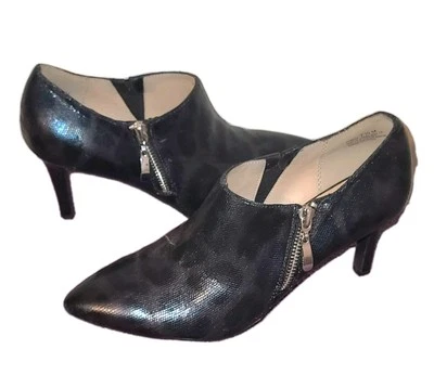 Andrew Geller Women's Stiletto Heel Leather Cheetah Ankle Booties 7.5 M Black - Image 1 of 4