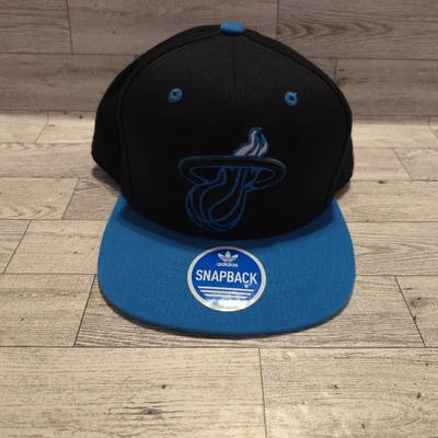 Miami Heat Hat Cap Snap Back Black Blue NBA Basketball Adidas Adjustable Mens - Image 1 of 4