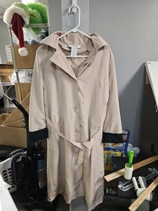 Vintage Two Twenty Womens Trench Coat Waist Rolled Cuff Sz M Removable Liner - Picture 1 of 7