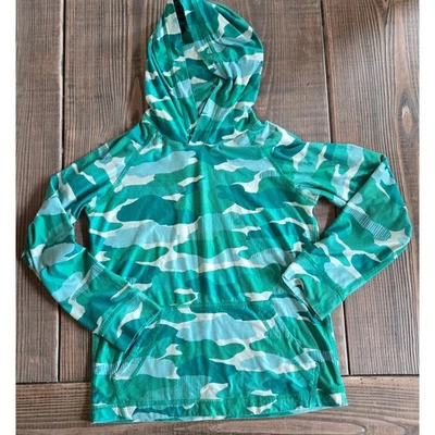 Толстовка с капюшоном Hanna Andersson для мальчиков девочек 8 зеленый синий камуфляж пуловер активный базовый слой - Изображение 1 из 4