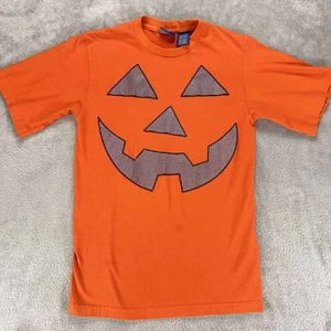 Halloween T-Shirt Jack O Lantern Graphic Tee Orange Costume Small - Picture 1 of 8