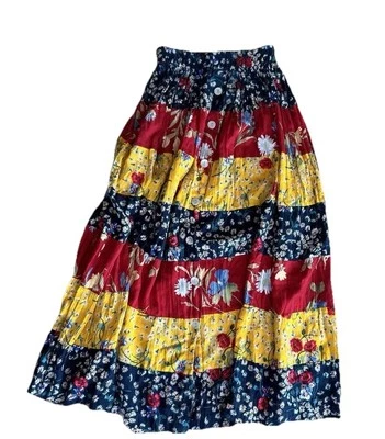 Maxi Falda Floral En Niveles De Colección S Completa Pradera Cintura Elástica Cottage Boho GRATIS SH Foto 1 de 4