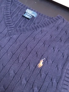 Ralph Lauren Boys Navy Blue Cable Knit size XL sweater vest - Picture 1 of 9