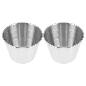 2 Pezzi Mini Pentola Antimacchia Acciaio Inox Tazza Immersione Tazze Salsa - Foto 1 di 12