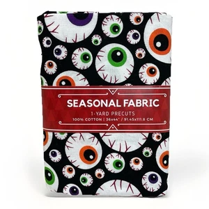 Seasonal Fabric 1-Yard Precuts Eyeballs 100% Cotton 36x44 Halloween New Spooky - Picture 1 of 2
