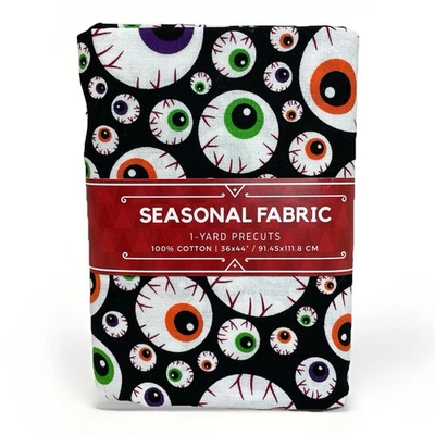 Seasonal Fabric 1-Yard Precuts Eyeballs 100% Cotton 36x44 Halloween New Spooky - Image 1 of 2