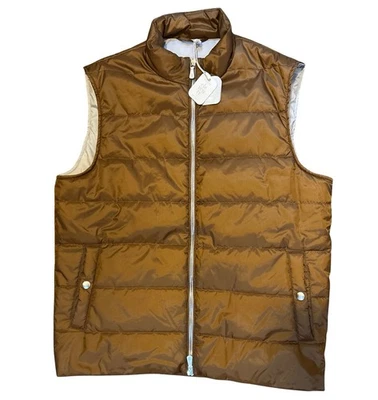 Eleventy Platinum Brown Nylon Quilted Full-Zip Vest NWT Size 52 / XL - Image 1 of 4