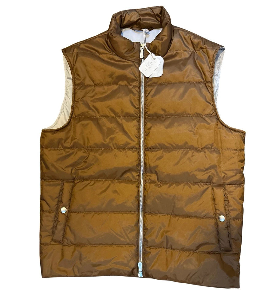 Eleventy Platinum Brown Nylon Quilted Full-Zip Vest NWT Size 52 / XL - Image 1 of 4