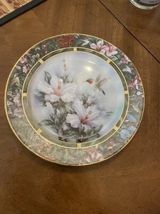 Vtg Lena Liu Collector Plate Ruby Throated Hummingbird WS George 1992 - Picture 1 of 6