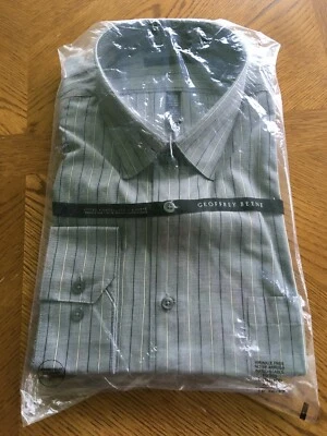 Camisa de vestir Geoffrey Beene NUEVA CON ETIQUETAS AJUSTADA sin arrugas para hombre manga larga 18 36/37 GRIS Foto 1 de 4