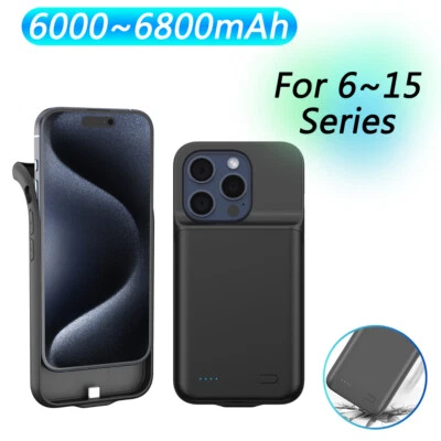 External Battery Rear Cover Power Bank Charger Case For Apple iPhone 15 14 13 12 - Image 1 of 4