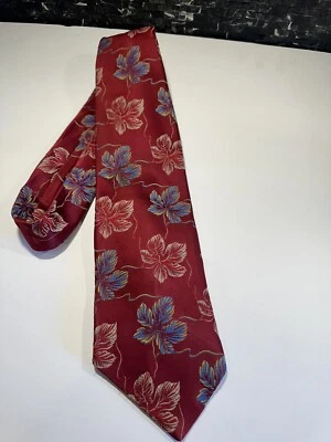 Corbata Vintage Floral Hoja Poliéster Ancha Flor De Lis Etiqueta Negra Baile de graduación Formal Foto 1 de 4