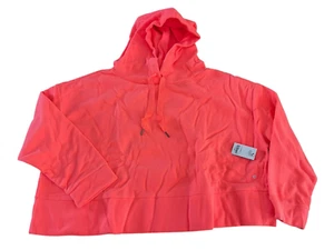 Xersion Brushed Fleece Cropped Pullover Hoodie XL Coral Splash NEW f5 - Picture 1 of 10