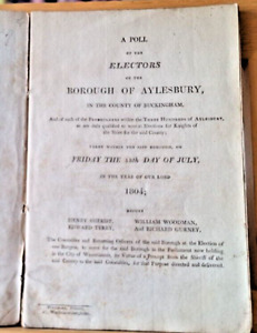 AYLESBURY Poll of electors 13th July 1804 Three Hundreds historical interest