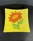 Art Pottery Sunflower Trinket Dish Square Plate Bright Yellow Orange Green