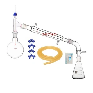 Kit de aparato de destilación de vidrio de 500 ml con 250 ml unidad de laboratorio de matraz Erlenmeyer 24/29 - Imagen 1 de 5