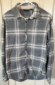 Outpost Makers Mens Lg Gray Plaid Long Sleeve Full Button Flannel Shirt - Picture 1 of 5