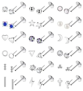 18Pairs 18G Surgical Steel Threadless Stud Earring for Women Men Push in Heli... - Picture 1 of 6