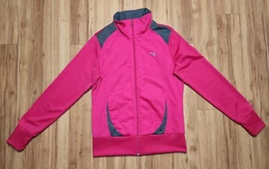 Puma Women's Long Sleeve Full Zip Mock Neck Pink & Gray Sweatshirt Jogging Gym M - Picture 1 of 9