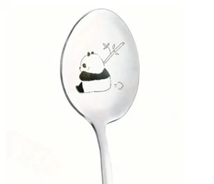 Cadeau Saint-Valentin Cuillères à café, acier inoxydable, panda, neuf - Picture 1 of 1