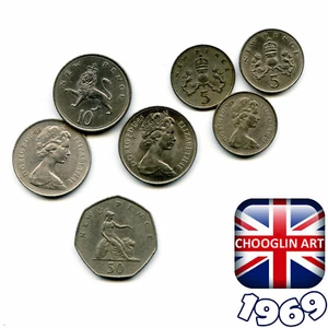 Collection of BRITISH 1969 ELIZABETH II coins, 56 Years Old! - Picture 1 of 2
