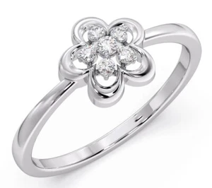 0.30ct Natural Round Diamond 14k Solid White Gold Cluster Ring Size 7 - Picture 1 of 5