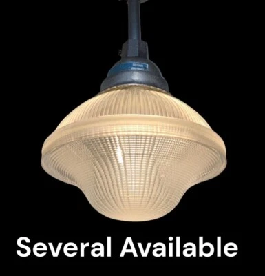 One Holophane 10" Industrial Light Pendant Kitchen glass shade Island Light - Image 1 of 4