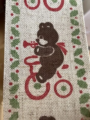 Vintage Roll WFR RIBBON CORP N.Y. unused 15 ft Christmas Bear Burlap Excellent! - Image 1 of 3