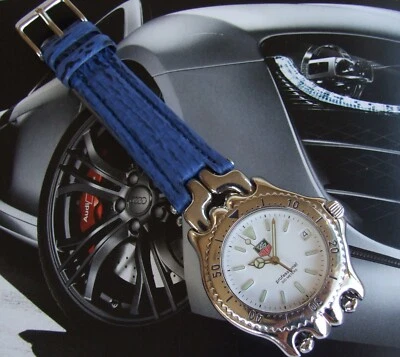 Reloj TAG HeUeR Clásico Hombre S/el SEL Pulido SS~Blanco~NUEVO Correa Azul Piel de Tiburón Foto 1 de 4