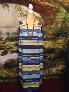 New With Tags Pappagallo “New Lagoon Multi” Size 18 Sleeveless Dress - Picture 1 of 4