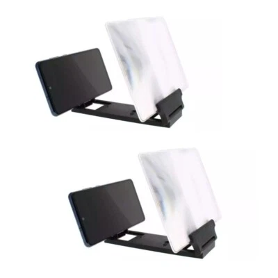 2pc 7" HD Folding Adjustable Mobile Phone Screen Magnifier Amplifier Stand Black - Image 1 of 4
