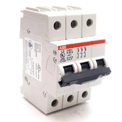 ABB S203U-K50 Circuit Breaker, 3-Poles, K-Curve, 240VAC, 50A, DIN Rail - Image 1 of 4