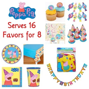 Peppa Pig 94pc Birthday Plates, Napkins, Tablecover, Banner, Decorations, Favors - Picture 1 of 15