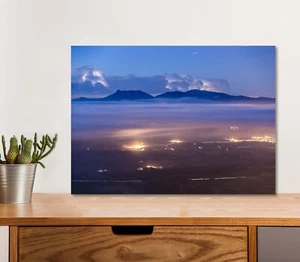 Póster de plástico de 5 mm de espesor Sunrise con niebla en Bellmunt listo para colgar 60x45 cm - Imagen 1 de 3