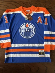 MITCHELL & NESS EDMONTON OILERS XL MARK MESSIER BLUE LINE JERSEY HOF $200 - Picture 1 of 6