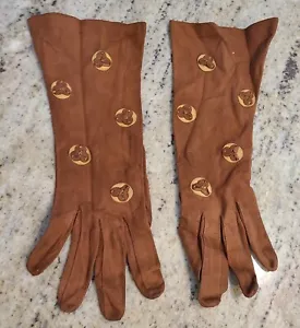 Vtg Size S/M Rusty Orange Thin Suede Formal 11" Long Gloves Flower Artsy Unique - Picture 1 of 24