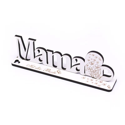 Mama die Beste - Deko Aufsteller Holz mit Herz graviert Vintage Muttertag 20x6cm - Bild 1 von 4