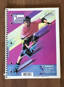 Vintage Top Flight 3 subject notebook Spiral bound Rollerblading - Picture 1 of 10