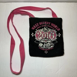 Walt Disney World Parks 2016 Distressed Black Pink White Crossbody Purse Bling - Picture 1 of 6