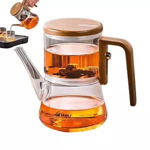 Magnetic Filtration Automatic Tea Pot Glass Separation Teapot Wooden Handle - Picture 1 of 12