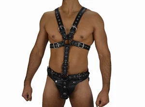 AW-6738 Echt Leder Body Harness Hochwertige Glattesleder Harnais n Cuir Geschirr - Bild 1 von 6