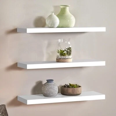 Set of 3 Floating Wall Shelves Picture Ledge Display Rack Book Hanging Shelf UK - Image 1 of 4