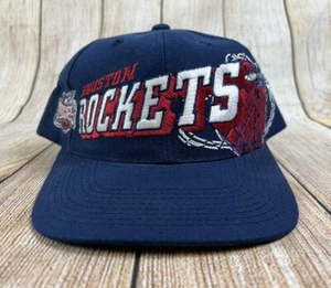 Vintage 90s NBA Houston Rockets Spellout Sports Specialties Blue Snapback Hat - Picture 1 of 9