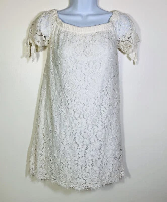 Vestido de encaje color marfil - Hasta la rodilla - Fuera del hombro - Rue 21 - Pequeño Foto 1 de 3